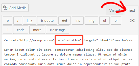 Add Nofollow Attribute To Links In Classic Text Editor