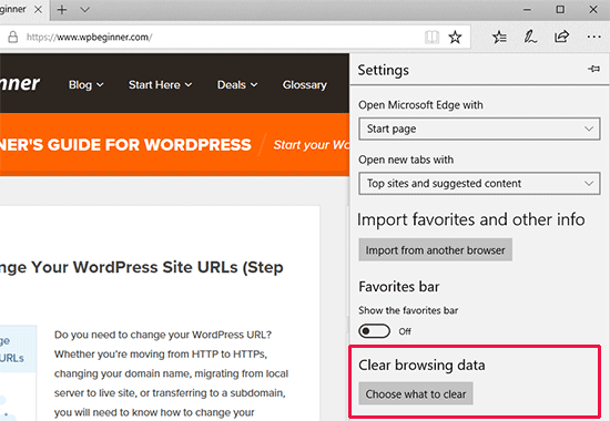 Clearbrowsingdata Edge