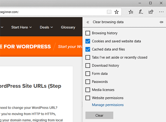 Clearcache Edge