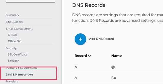 Domain Dnssettings