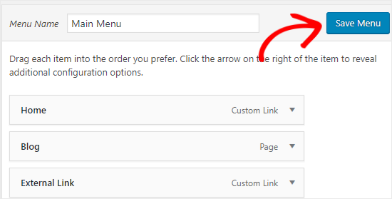Save Menu Button