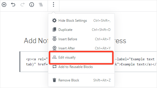 Select Edit Visually Option