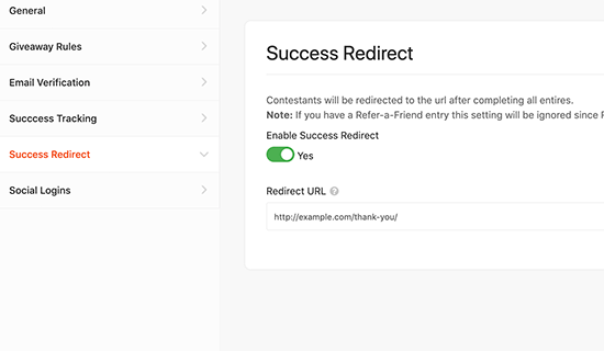 Success Redirect 1