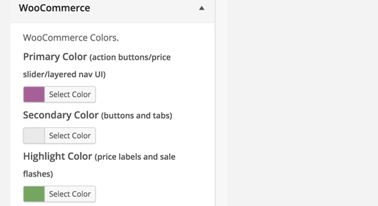Woocommerce Colors