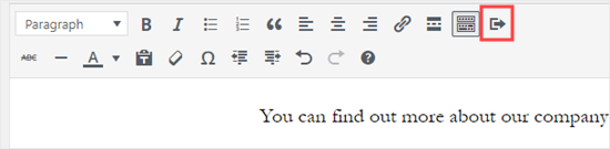 Classic Editor Insert Button Option