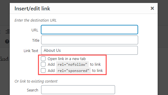 Classic Editor Title Nofollow Plugin Options