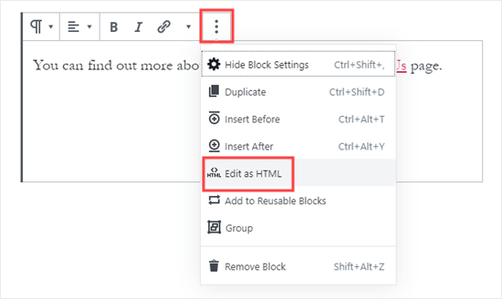 Edit Block As Html