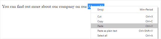 Paste Link Into WordPress