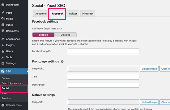 使用yoast Seo设置facebook开放图元数据