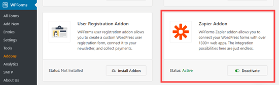 准备连接wpforms和zapier