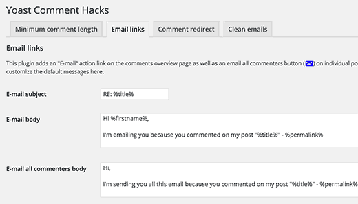 如何为wordpress设置yoast Comment Hacks插件