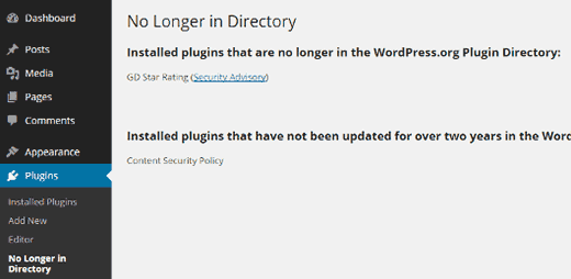 如何不再在wordpress.org目录中检查插件