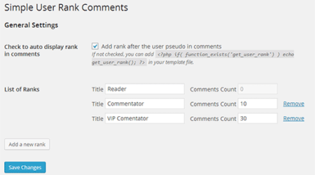 如何为wordpress评论添加简单的用户排名系统