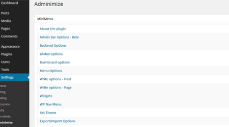 使用adminimize从wordpress Admin隐藏不必要项目